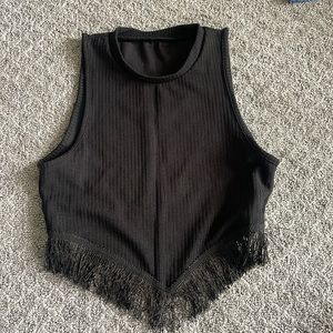Cropped fringe tank top